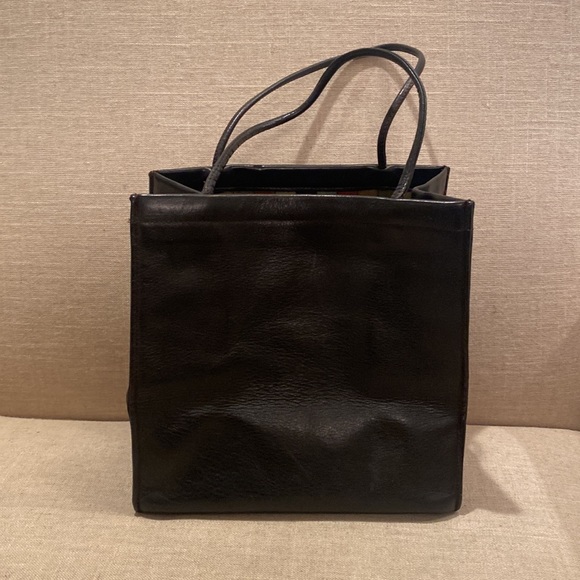 Vintage 1960s COACH Bonnie Cashin Black Lunch Bag Purse w/ Early Mexican Stripe - Picture 4 of 14